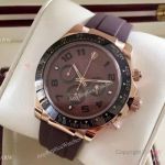 Fake Rolex Daytona Watch Brown Rubber Rose Gold